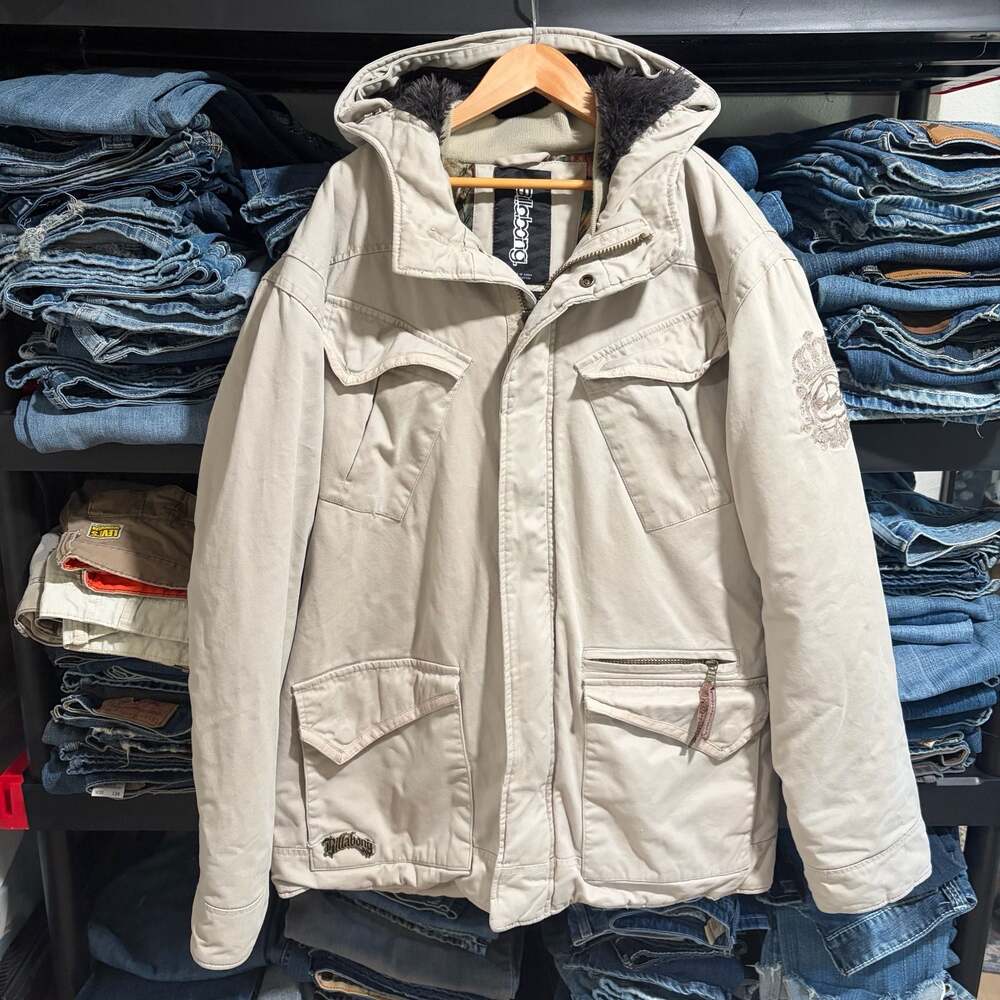 Billabong Y2K Tan Canvas Military Style Field Parka Jacket
